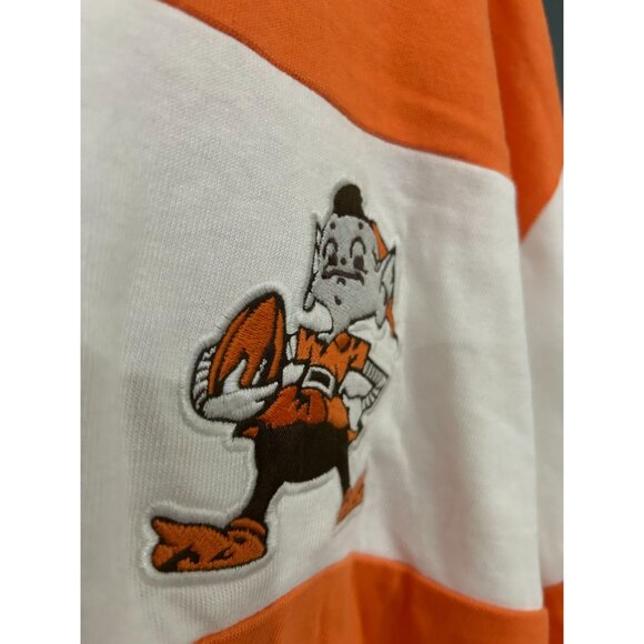 NWT '47 Brand Men's 2X Striped Rugby Shirt with Vintage Cleveland Browns Logo - Picture 3 of 6